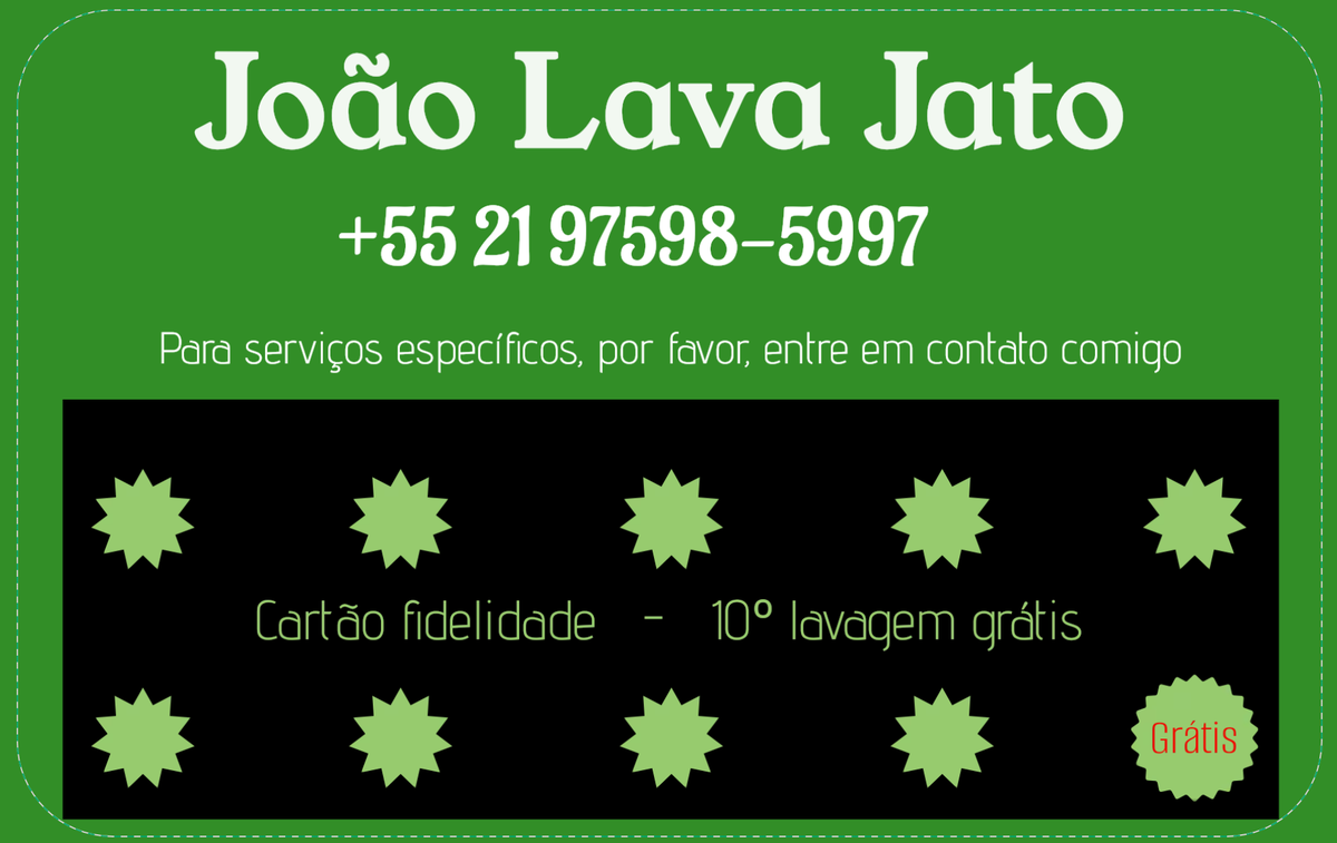 Cartão de fidelidade do João Lava Jato
